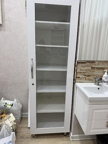 dekor evler: Ağ rəngdə hamam/mətbəx üçün praktik saxlama mebeli dəsti. - Divar — 2