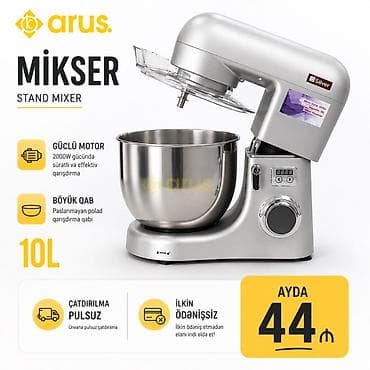 Arus Stand Mixer – 10L - Güclü motor: 2000W güc ilə sürətli və