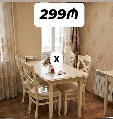 Ağ rəngli mətbəx/yemək masası dəsti. Dəstə 1 ədəd düzbucaqlı masa və 4 at lalafo.az Ağ rəngli mətbəx/yemək masası dəsti. Dəstə 1 ədəd düzbucaqlı masa və 4