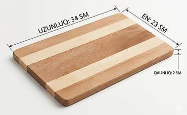 Дом и сад: Meyvə-tərəvəz doğrama taxtası - Material: bərk ağacdan zolaqlı dizayn — 2