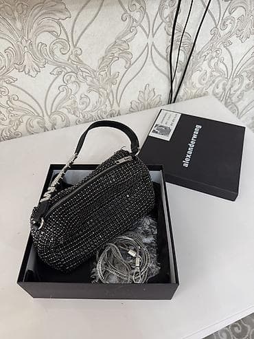 Çantalar: Alexander Wang miniatür çanta – kristal daşlarla bəzədilmiş, qara — 4