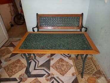 стул металлический: Б/у, Прямоугольный стол, 2 стула, Нераскладной, Со скамейками, Азербайджан — 6