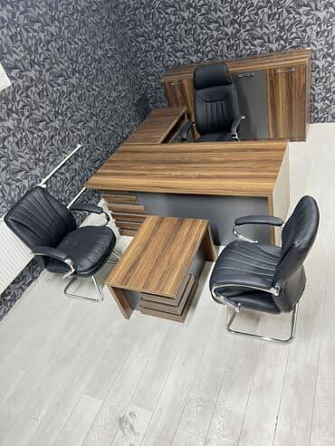 реклама офисной мебели: Ofis mebel dəsti Tərkib: - Rəhbər masası: geniş iş səthi, sağ tərəfdə — 1