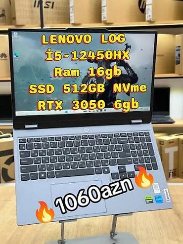 ssd box: Lenovo noutbuk - Prosessor: Intel Core i5‑12450HX - Operativ yaddaş — 1