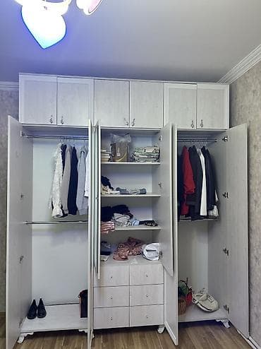 2el dolablar: İşlənmiş, 6 qapı, Güzgülü, Bej, Taxta, Açılan, Düz dolab — 1