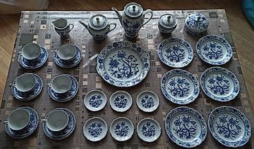 cay servis: Çay dəsti, rəng - Göy, Farfor, 30 nəfərlik, Almaniya — 2