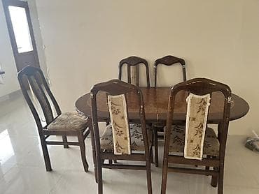 gonag otagi: Qonaq otağı üçün, İşlənmiş, Açılan, Oval masa, 6 stul — 1