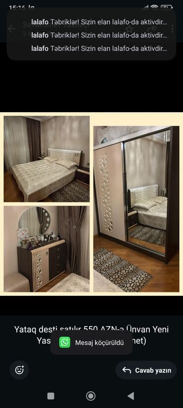 Divan və kreslo dəstləri: Yataq desti satılır 550 AZN-ə Ünvan Yeni Yasamal(⁰ 1902/sevaesmet) — 1