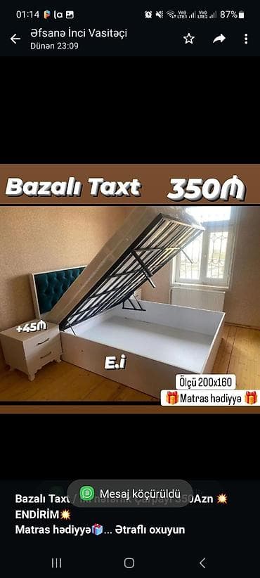 *Bazalı Taxt / İki nəfərlik Çarpayı 350Azn 💥ENDİRİM💥* *Matras