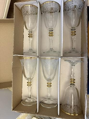 dest qab: Qədəhlər, rəng - Qızılı, Şüşə, 6 ədədli dəst — 1