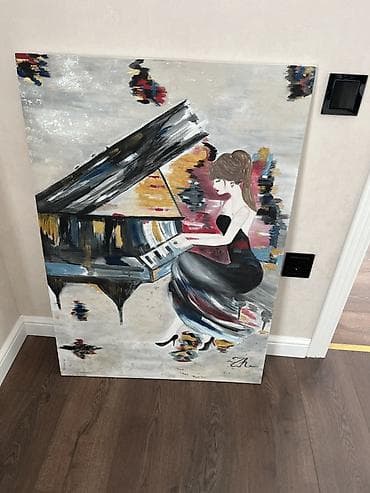 tarsofka boya: Rəsm əsəri – “Pianoda qadın” mövzulu, iri ölçülü kətan iş. - — 2