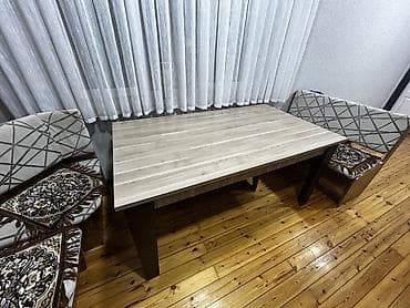 taxt: Qonaq masası, İşlənmiş, Açılmayan, Taxta, Dördbucaq masa — 2