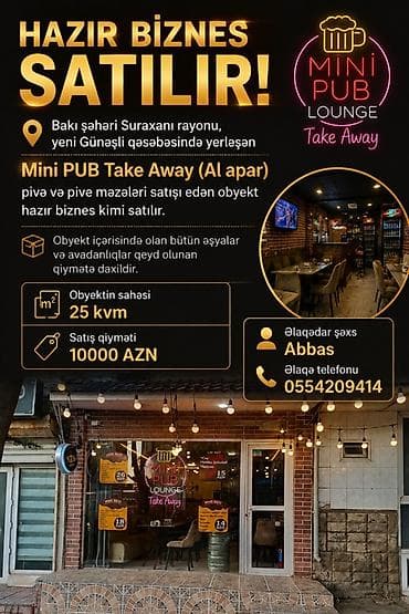pub restoran: Hazır biznes – Mini PUB Lounge Take Away satılır. - Məkan: Bakı — 1