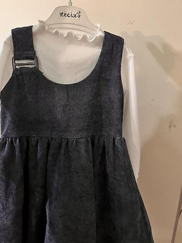 Qız uşaqları üçün 2li dest geyim (2-3 YAŞ) - Üst: ağ, uzunqol, boğaz