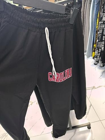 mexmer parca: Qara rəngli unisex idman şalvarı – “CAROLINA” yazılı - Model: Jogger — 2