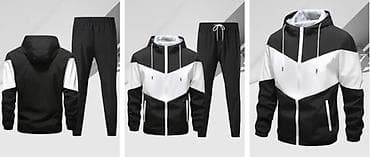 idman maykasi: İdman dəsti – kapüşonlu üst + şalvar - Rəng: qara-ağ, V formalı — 2