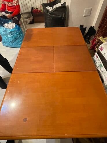 açılan stollar: Qonaq masası, İşlənmiş, Açılan, Taxta, Dördbucaq masa — 4