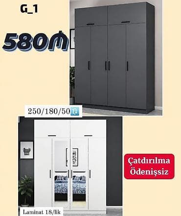 gardirob: G_1 gardırob - Ölçülər: 250/180/50 (sm) - Material: Laminat 18‑lik - — 1