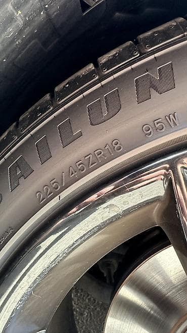 bmw disk: BMW üçün orijinal qara yüngül lehimli disklər və yay təkərləri dəsti — 5