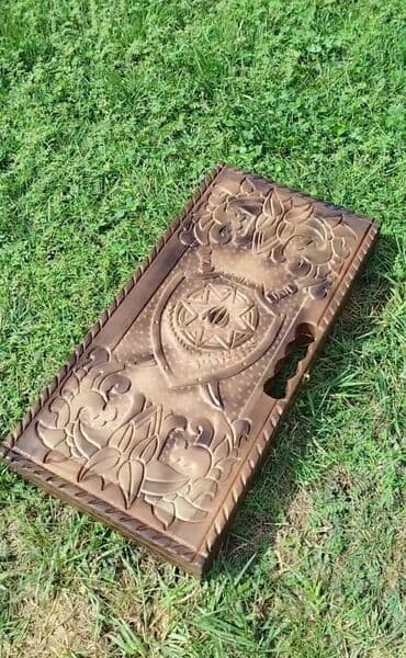 Taxta nərd dəsti.Qoz ağacından hazırlanmış əl işi diplomat