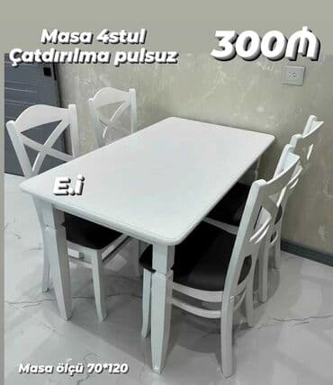 Qonaq otağı üçün, Açılmayan, Dördbucaq masa, 4 stul