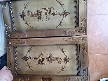 Нарды: Taxta nərd taxtası - Material: tam ağacdan hazırlanmış, əl oymaları — 1