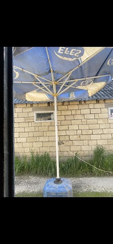 iran peçi ucuz: Kafe/bağ üçün böyük ölçülü günəş çətiri - Brend loqolu mavi rəngli — 1