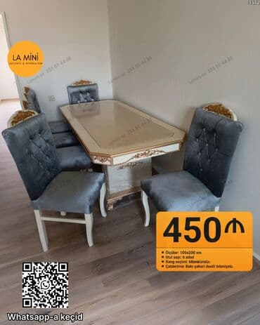 embawood masalar: Mətbəx üçün, Açılmayan, Dördbucaq masa, 6 stul — 1