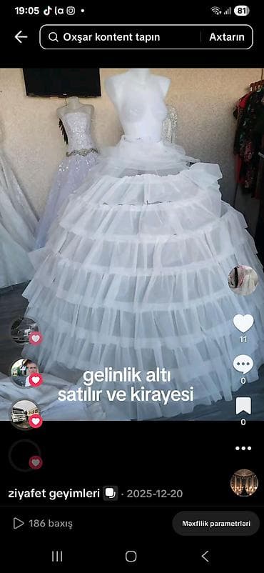 Məhsul: Gelinlik altı (krinolin) Təsvir: - Ağ rəngli, çoxqatlı tül və