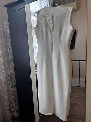 beden kremi: Ağ rəngli zərif midi don endirim olunacağ - Model: qolsuz, düz — 4