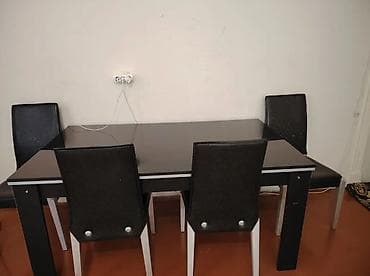 Qonaq otağı üçün, İşlənmiş, Kvadrat masa, 4 stul