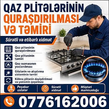 Qaz plitələrinin quraşdırılması və təmiri xidməti Sürətli və etibarlı — 1