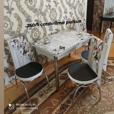 Masa və oturacaq dəstləri: Mətbəx üçün, Yeni, Açılan, Dördbucaq masa, 4 stul — 7