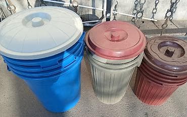 Шланги: Plastik qapaqlı vedrə və tullantı qabları dəsti - Müxtəlif həcm və — 2