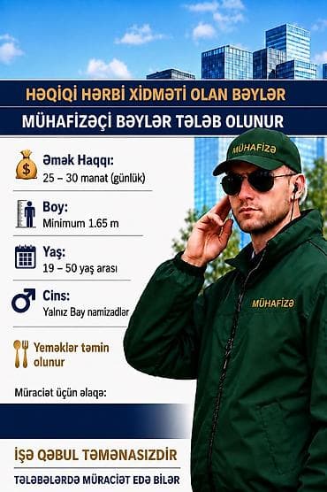 vakansıya: Mühafizəçi vakansiyası Həqiqi hərbi xidməti olan bəylər tələb olunur — 2