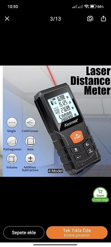 smart açar: Yeni Lazer məsafə ölçən, Hesablama funksiyalı, Ödənişli çatdırılma — 1