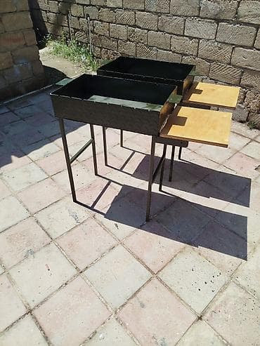 manqal şiş: İki bölməli metal manqal/şiş qabı - Material: qalın metaldan — 1