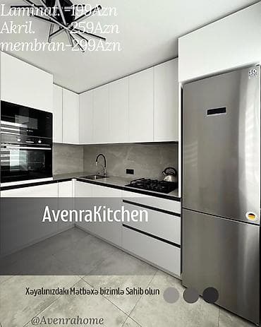 Sifarişlə mətbəx dəsti, Özü çəkən petlələr, Sadə laminat, Kredit var, Pulsuz çatdırılma, Ödənişli çatdırılma, Rayonlara çatdırılma — 4