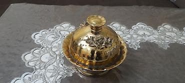 cay desgahi: Çay dəsti, rəng - Qızılı, Metal — 3