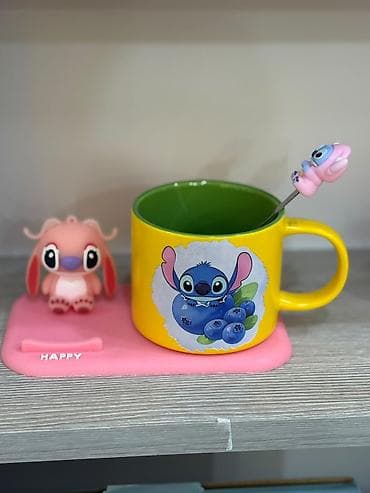 Stitch temalı fincan dəsti - Tərkib: 1 keramika fincan, 1 metal qaşıq — 1