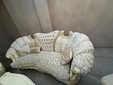 mavi divan: Klassik barokko üslubunda 3 parçalı dəst – 1 divan + 2 kreslo - Rəng — 4