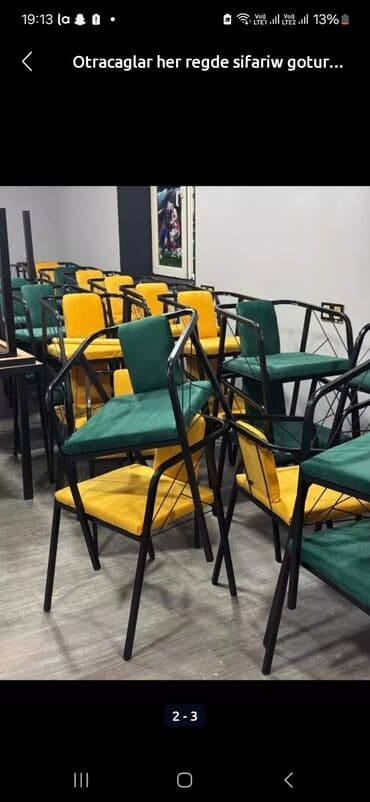 stul restoran: Mətbəx üçün, Yeni, Qatlanmayan, rəng - Göy Stul — 1