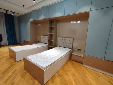 Ev üçün mebel: Yataq dəsti satılır şkafları ilə birlikdə 1500₼. Laminat — 1