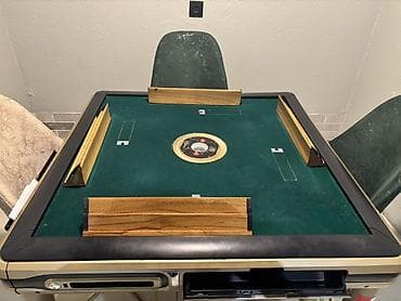 idman daşları: Avtomatik okey masası - Dördkünc oyun səthi, yaşıl keçə örtük - — 2