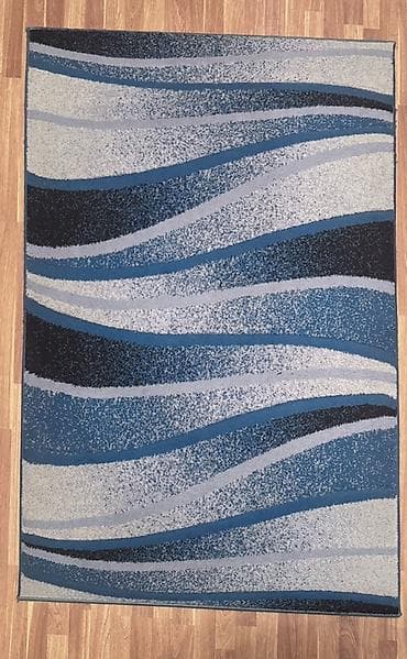 Dekorativ divar panelləri: Mavi-boz rəng palitrasında dalğavari abstrakt naxışlı xalça. - — 1