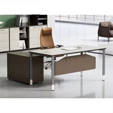 iki nəfərlik yazı masası: Müasir ofis masa dəsti - Dizayn: Minimalist, düz xətli iş masası — 1