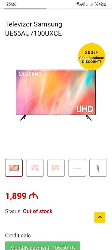 Televizor Samsung LED ekran 55" 4K (3840x2160)
