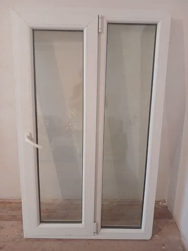 Taxta pəncərələr: İşlənmiş İkiqat şüşə paketi Plastik pəncərə, Еni: 87 sm, Uzunluğu: 142 sm — 3