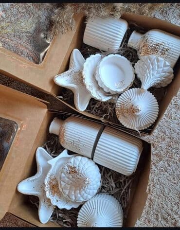 Keramika dekor dəstləri - Material: ağ keramika, mat faktura, qızılı lalafo.az -da Keramika dekor dəstləri - Material: ağ keramika, mat faktura, qızılı