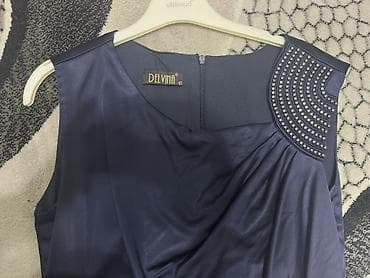 koja donlar: Delvina qadın paltarı - Rəng: tünd göy (navy) - Model: qolsuz, qapalı — 3